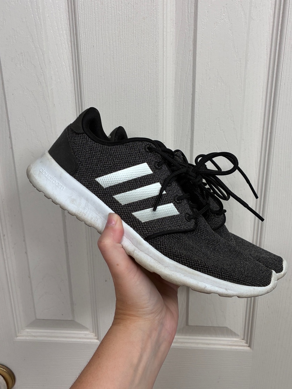Adidas Women’s Black & White Athletic Sneakers Cloud Foam
